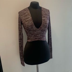 Aritzia wilfred free speckled purple brigitte cropped long sleeve